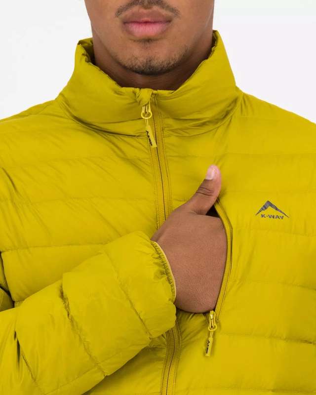 100% Original K-Way Mens Logan Down Puffer Jacket (Size - XL) (COLOR - YELLOW)