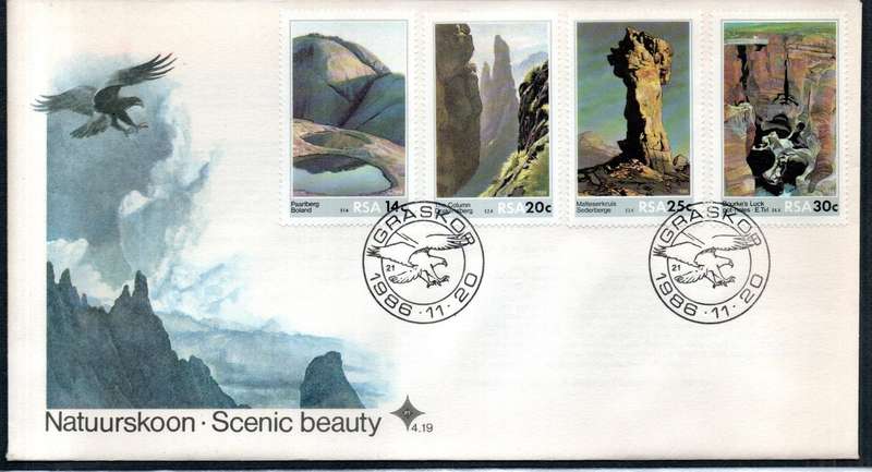1986 20 NOVEMBER SCENIC BEAUTY FDC INCL FULL SET CONTROLL BLOCKS
