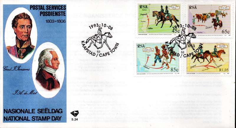 1993 8 OCTOBER NATIONAL STAMP DAY FDC AND SET OF 4