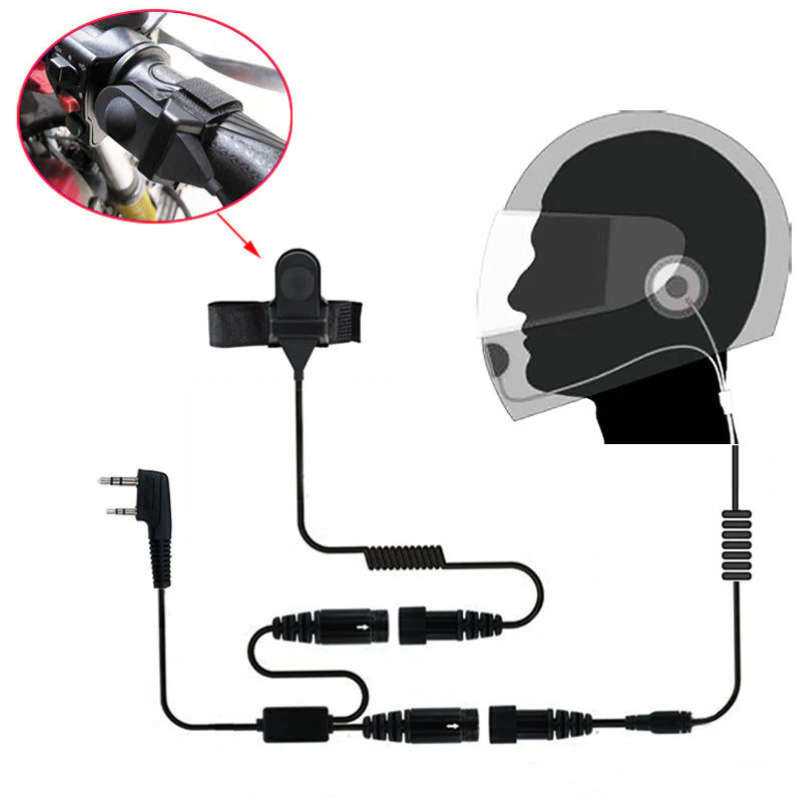 Helmet Kit Full Face Motorcycle Headset Earpiece Mic for 2 way radio/walkie talkie(2 Pin K-plug)
