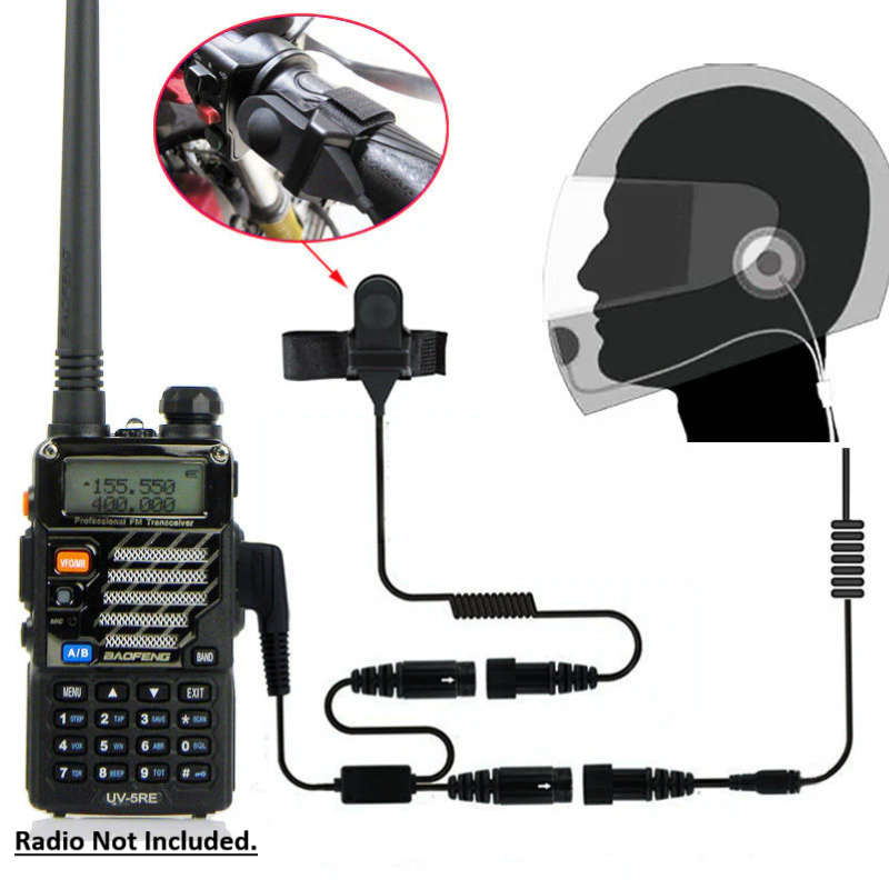 Helmet Kit Full Face Motorcycle Headset Earpiece Mic for 2 way radio/walkie talkie(2 Pin K-plug)