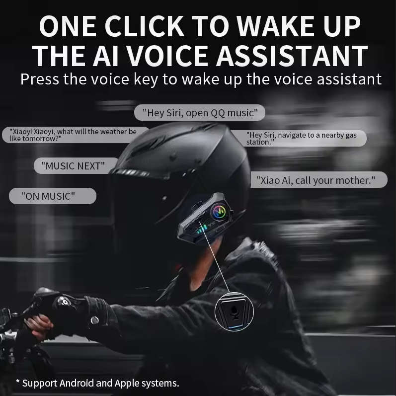 1000mAh Motorcycle Helmet Headset Voice Contro Wireless Hands-on Talking Headset Handsfree Call