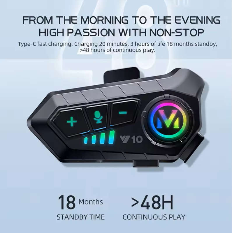 1000mAh Motorcycle Helmet Headset Voice Contro Wireless Hands-on Talking Headset Handsfree Call