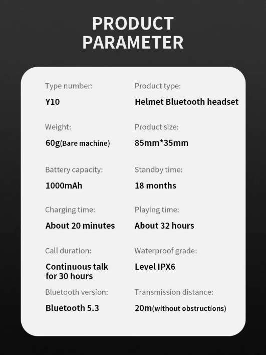 1000mAh Motorcycle Helmet Headset Voice Contro Wireless Hands-on Talking Headset Handsfree Call