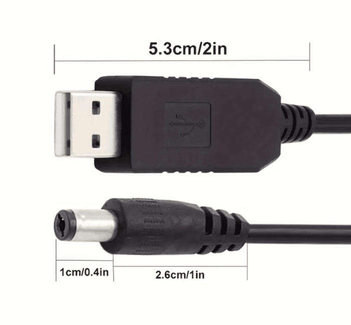 USB 5Volt to 12Volt Dc-connector(2.1mm) for KIRISUN PT446 radio charging.