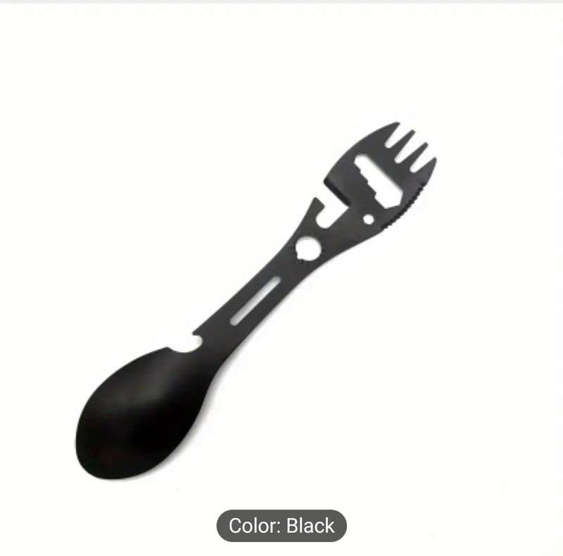 10-in-1 Stainless Steel Spork - Multifunctional Outdoor Utensil with Bottle Opener, Fork & Knife - P