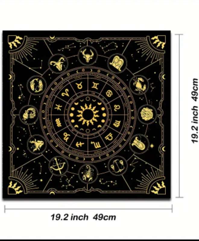 1pc, 12 Constellations Divination Tarot Mat, Sun Stars Mystical Altar Cloth, Tarot Card Tablecloth,