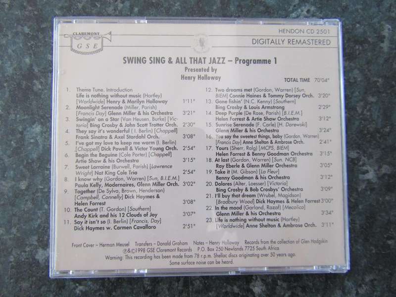 Henry Holloway Presents - Swing Sing & All That Jazz Programme 1 (CD)