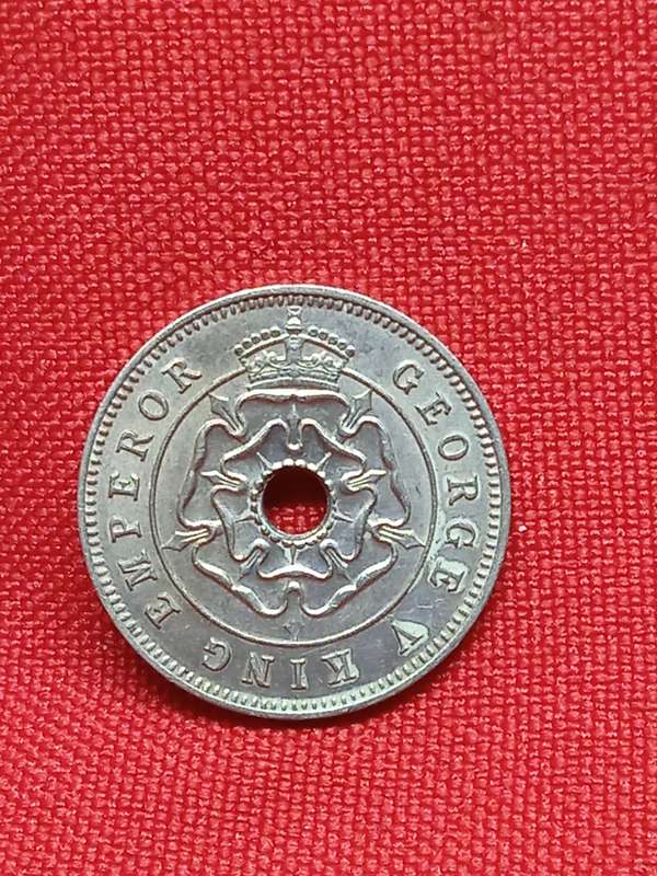 1934 SOUTHERN RHODESIA HALF PENNY WITH DIE CRACK ERROR