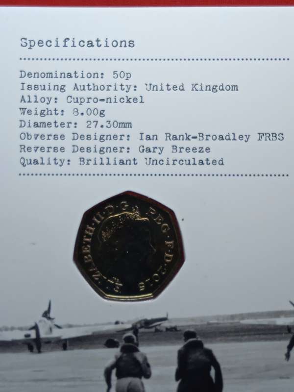 75TH ANNIVERSARY OF THE BATTLE OF BRITAIN 50P COIN