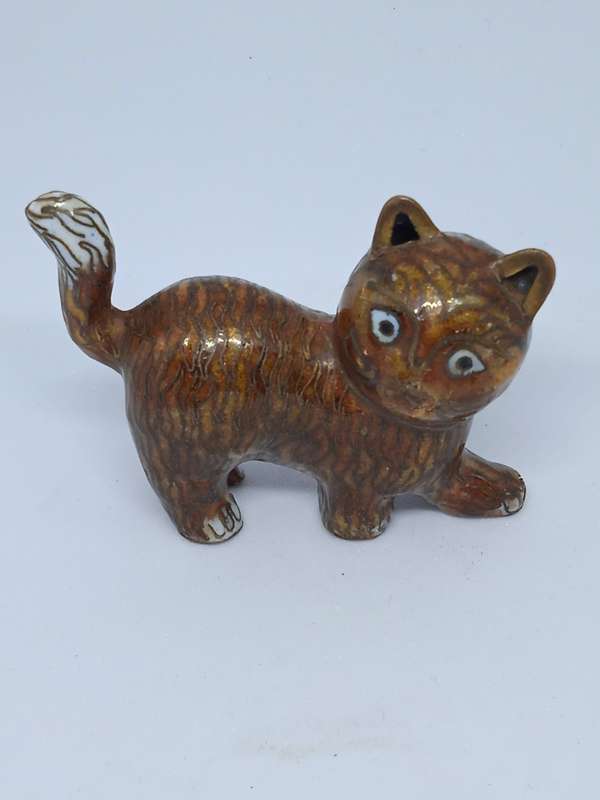 VINTAGE METAL MINIATURE CAT FIGURINE