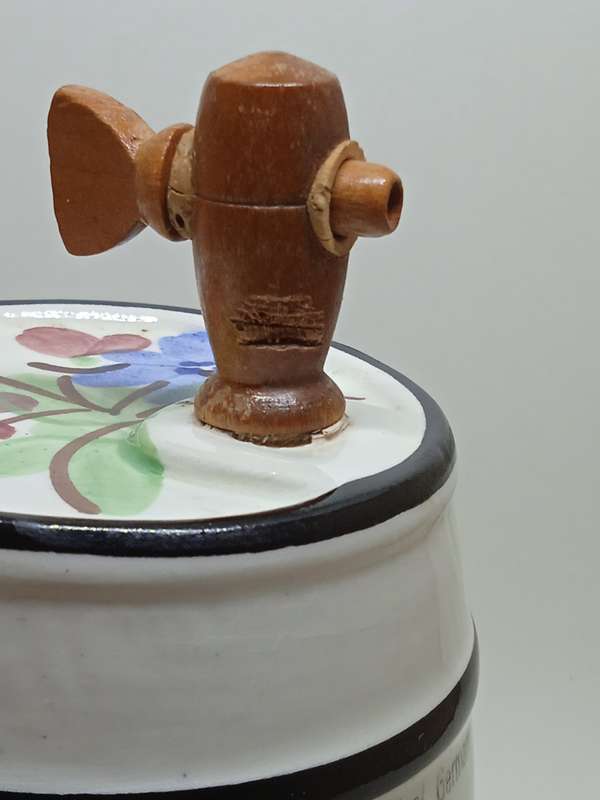 Vintage Enorm West Germany Liquor Wine Barrel Keg Hand Painted Floral Ceramic