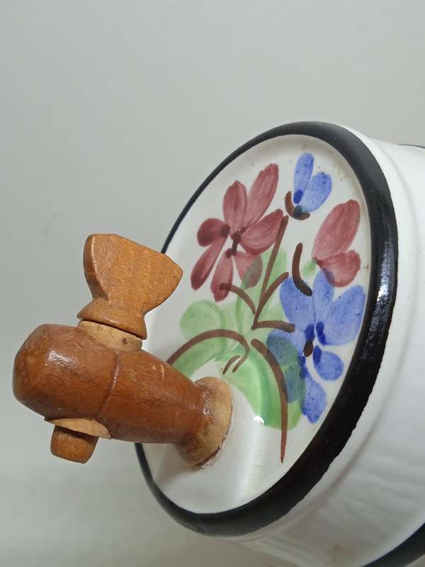 Vintage Enorm West Germany Liquor Wine Barrel Keg Hand Painted Floral Ceramic