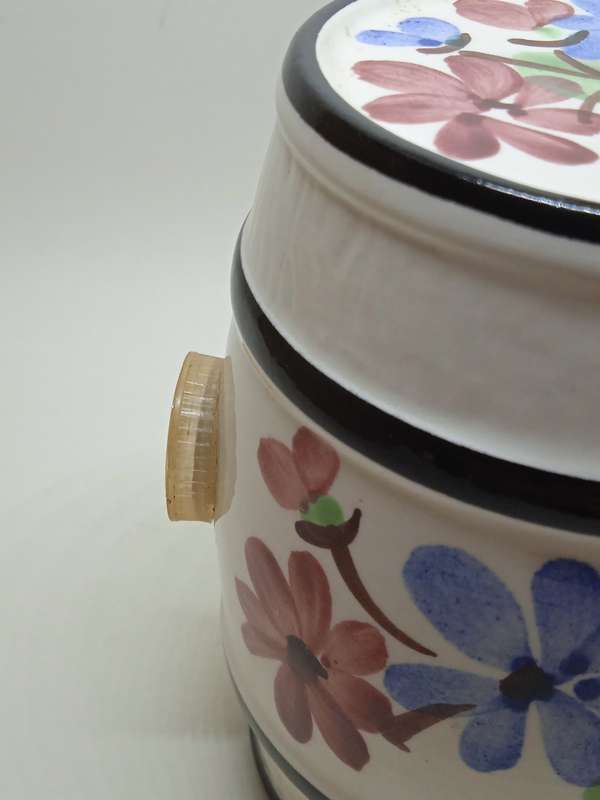 Vintage Enorm West Germany Liquor Wine Barrel Keg Hand Painted Floral Ceramic