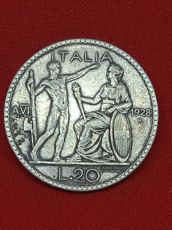 1928 20 LIRE ITALY(SILVER)