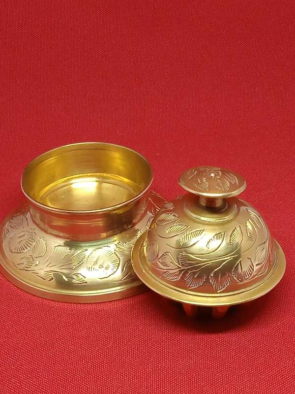 VINTAGE INDIAN BRASS CLAW BELL WITH BOWL / RECEIVER