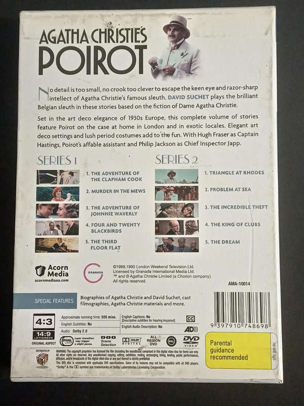 AGATHA CHRISTIE'S - POIROT- THE COMPLETE FIRST SERIES - 4 DVD BOX SET