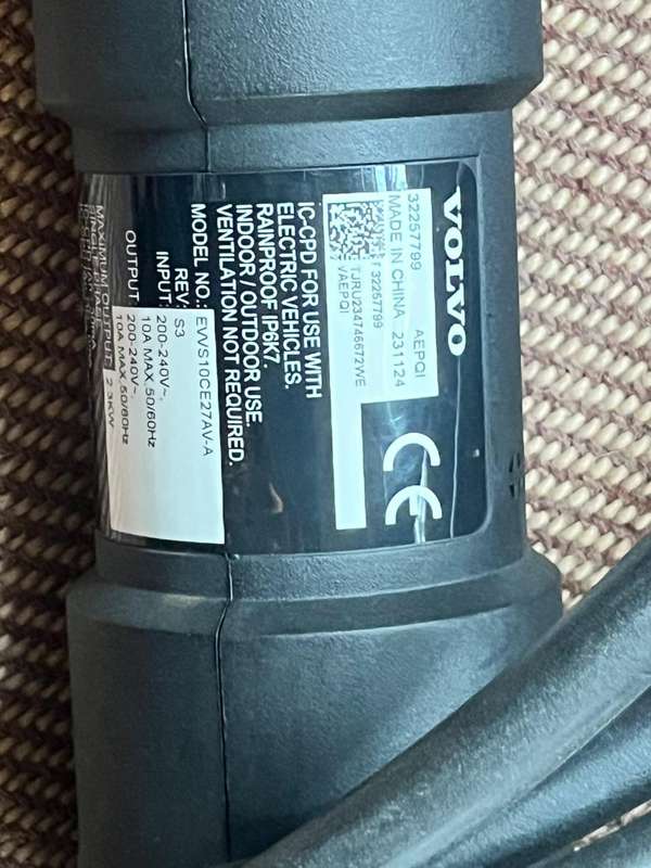 Volvo 2.3KW Electric Vehicle Charging Cable