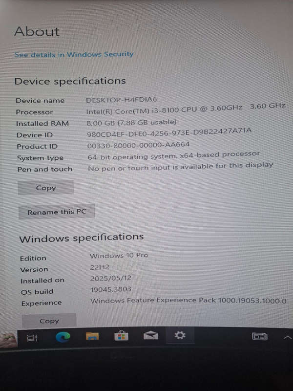 I3 8100 computer