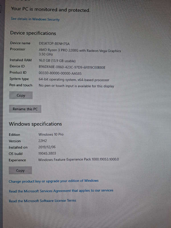 Ryzen 3 pro 2200g pc