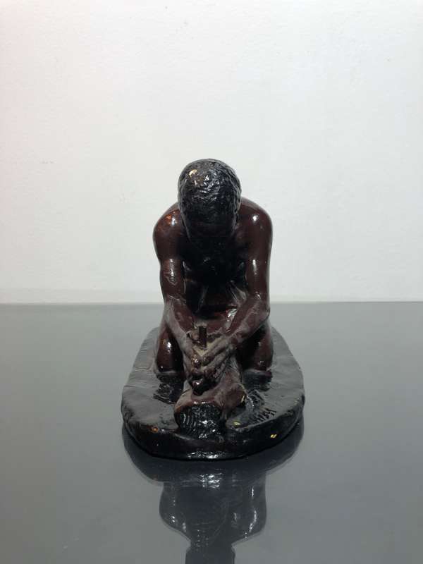 Bushman Clay Casted Sculpture by SA Artist Frederick Johannes Kruger 1907 -1966
