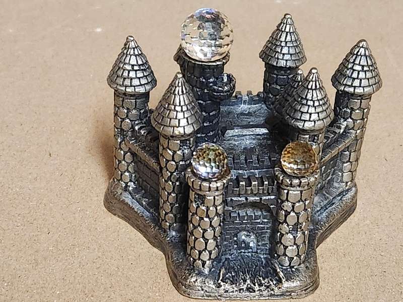VINTAGE PEWTER AND CRYSTAL CASTLE CAMELOT FROM THE TUDOR "MYTH AND MAGIC" SERIES