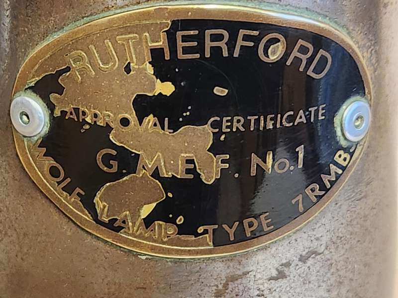 VINTAGE RUTHERFORD G MEF NO 1 WOLF TYPE MINERS LAMP