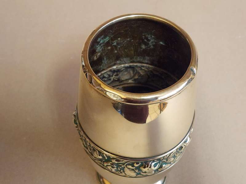ANTIQUE ART NOUVEAU BELDRAY BRASS VASE