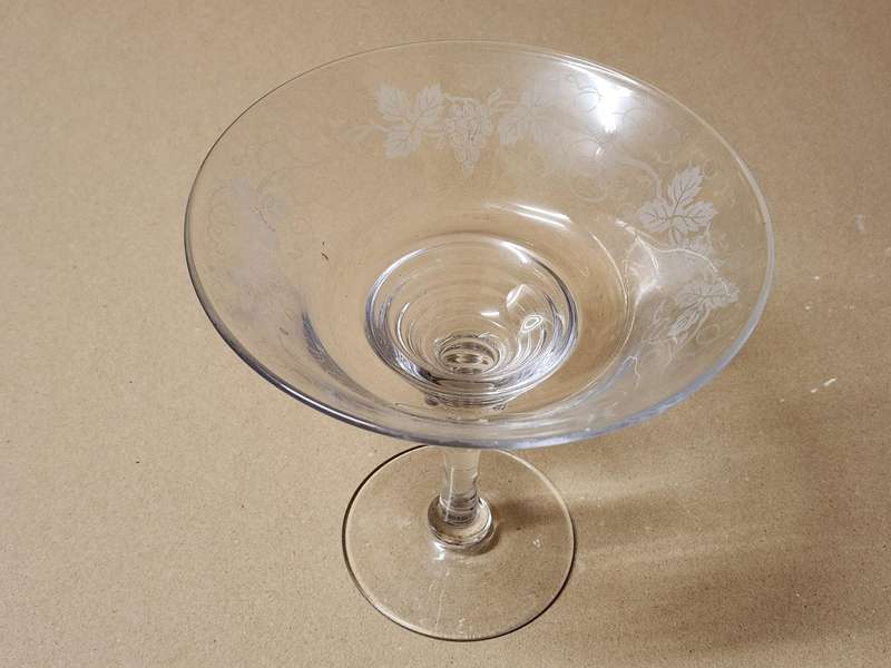 Vintage Stuart Crystal Tall Stemmed Etched Glass Sweet Dish