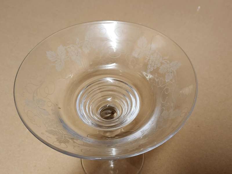 Vintage Stuart Crystal Tall Stemmed Etched Glass Sweet Dish