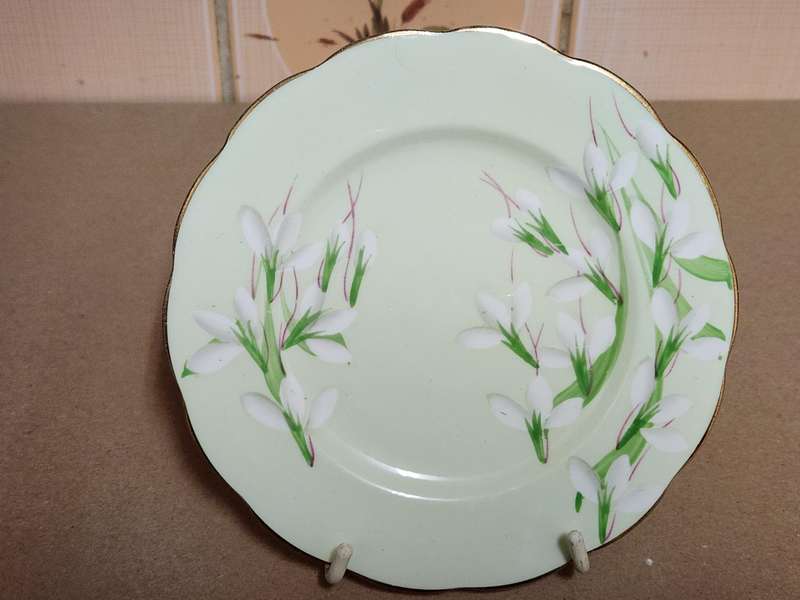 Vintage Royal Albert Bone China 1940s Laurentian Snowdrop Pair of Sideplates
