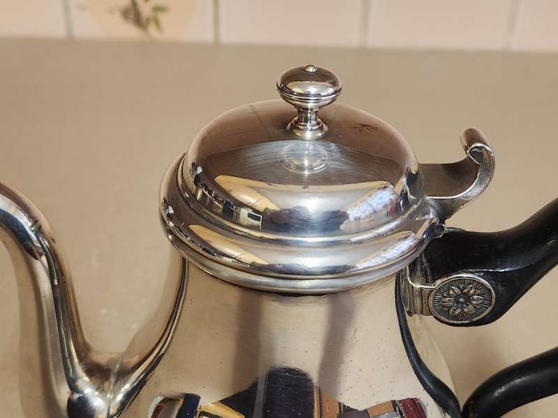 Elegant Christofle France Bagatelle Silver Plated Tea Pot with an Ebony Wood Handle