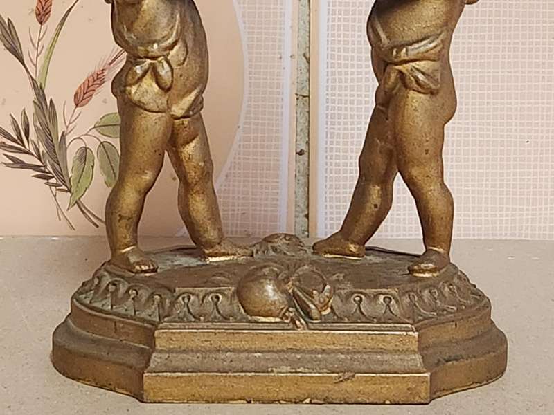 ANTIQUE ANSONIA FRENCH GILT BRONZE CHERUB MANTLE CLOCK