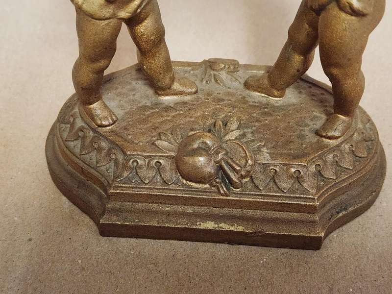 ANTIQUE ANSONIA FRENCH GILT BRONZE CHERUB MANTLE CLOCK