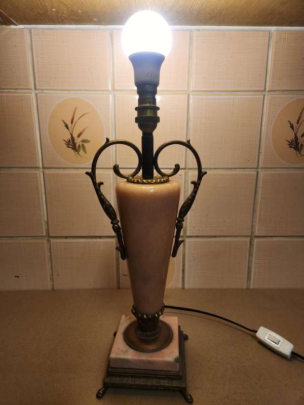 Mid-century Onyx Marble and Brass Footed Lamp - 1 of 2