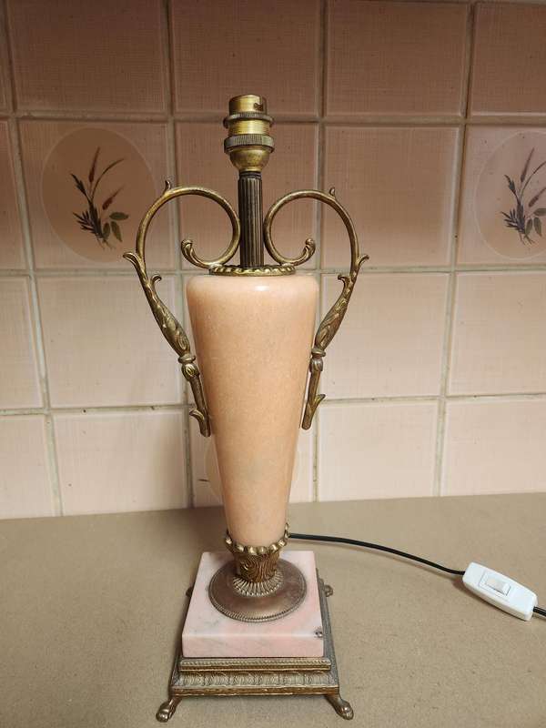 Mid-century Onyx Marble and Brass Footed Lamp - 1 of 2