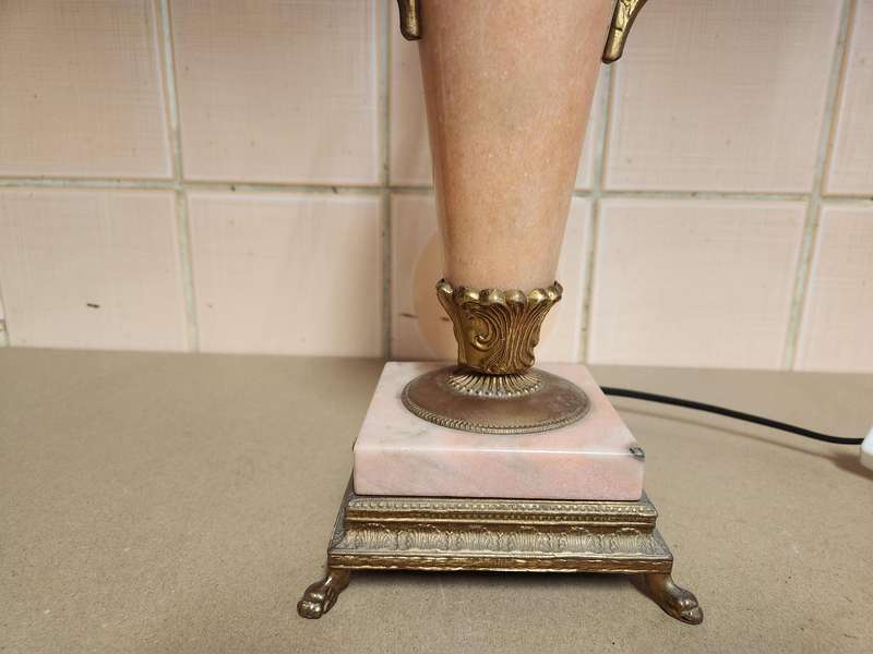 Mid-century Onyx Marble and Brass Footed Lamp - 1 of 2