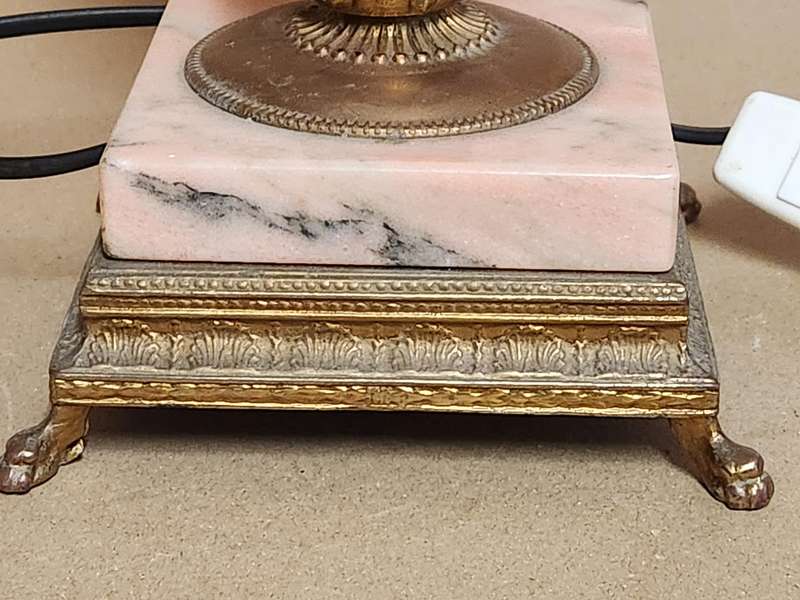 Mid-century Onyx Marble and Brass Footed Lamp - 1 of 2