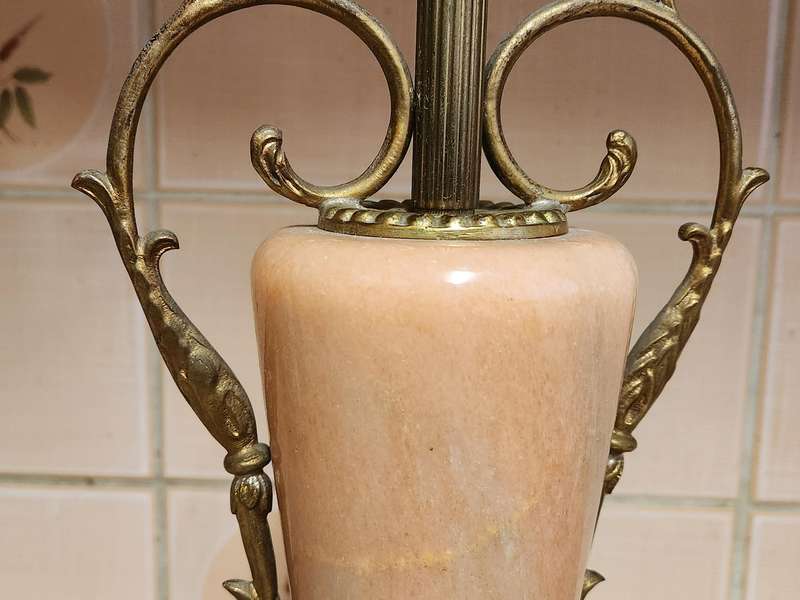 Mid-century Onyx Marble and Brass Footed Lamp - 1 of 2