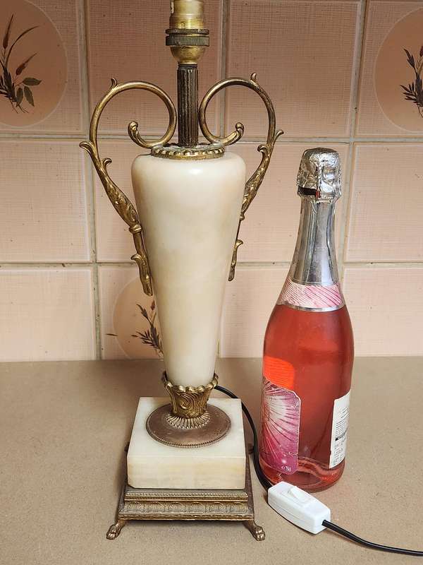 Mid-century Onyx Marble and Brass Footed Lamp - Set of 2