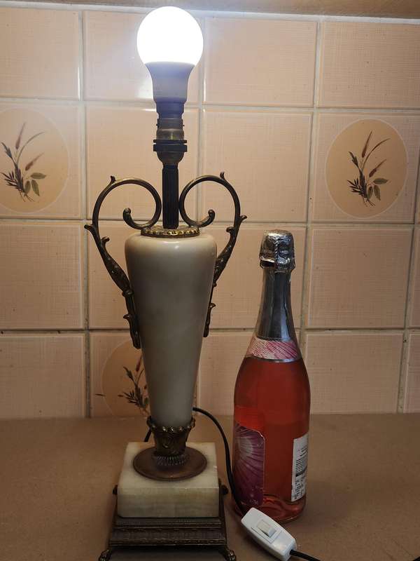 Mid-century Onyx Marble and Brass Footed Lamp - Set of 2