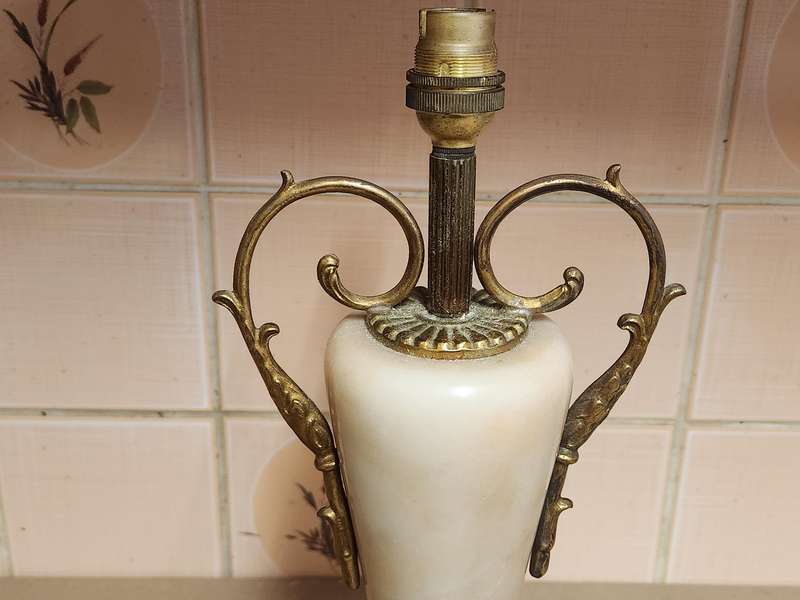 Mid-century Onyx Marble and Brass Footed Lamp - Set of 2