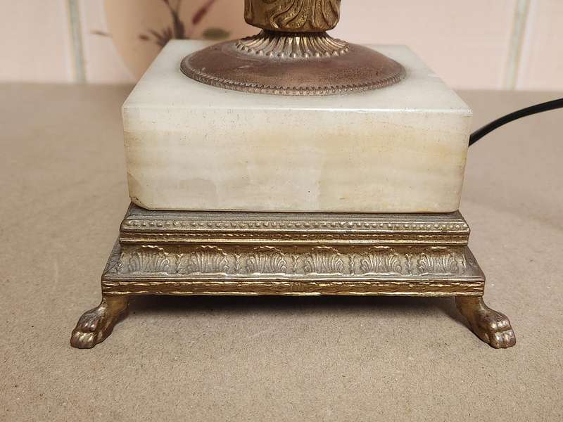 Mid-century Onyx Marble and Brass Footed Lamp - Set of 2