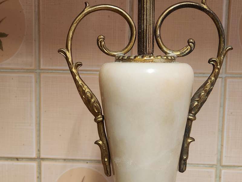 Mid-century Onyx Marble and Brass Footed Lamp - Set of 2