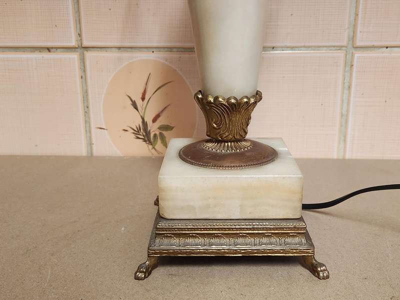 Mid-century Onyx Marble and Brass Footed Lamp - Set of 2