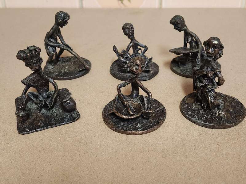 Set of six ethnic African metal figurines