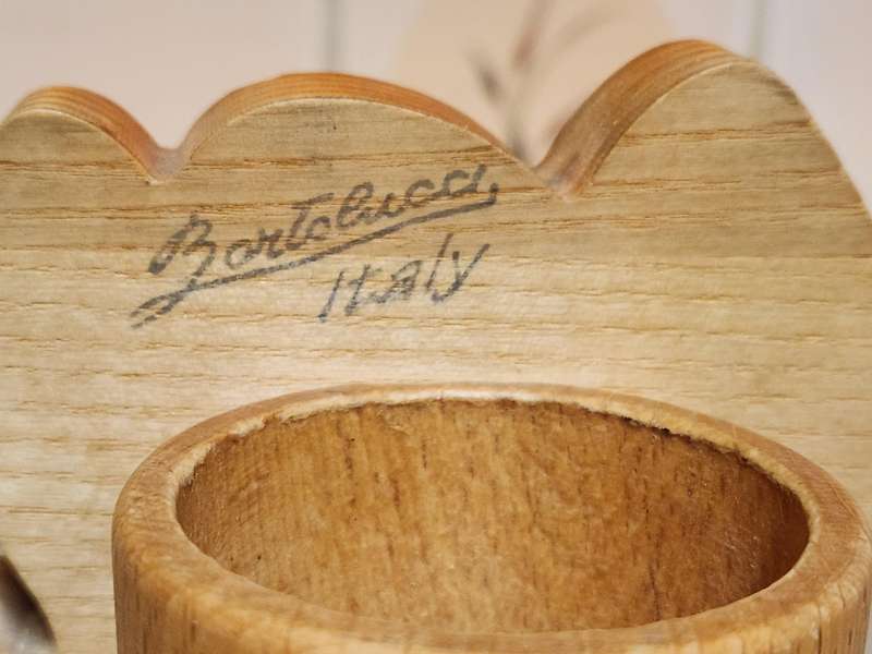 VINTAGE BARTOLUCCI ITALY ELEPHANT MOTIF WOODEN PEN HOLDER