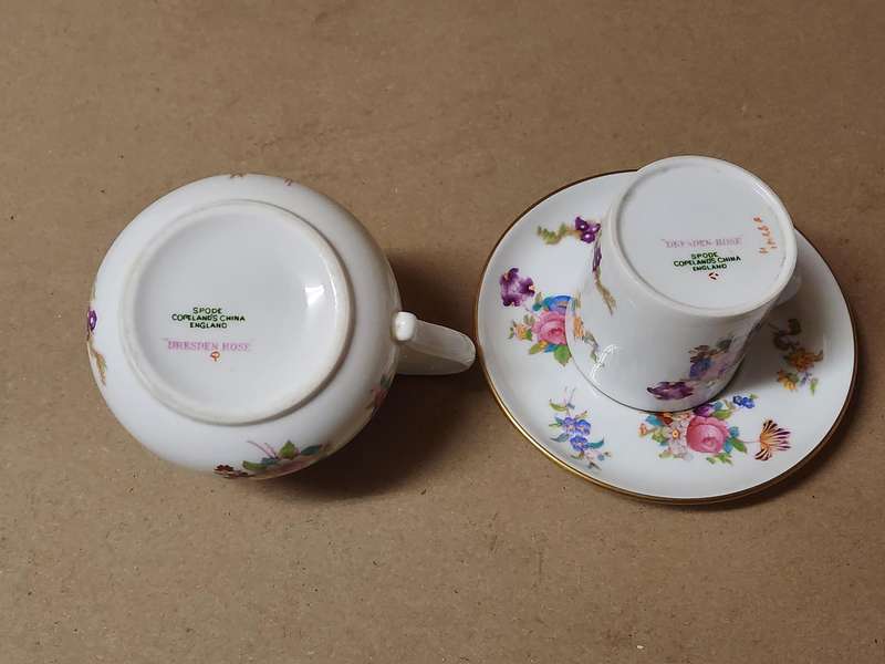STUNNING SPODE COPELANDS CHINA CREAMER AND ONE DEMITASSE CUP AND SAUCER