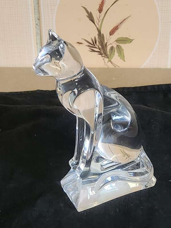 BEAUTIFUL J G DU RAND FRANCE CRYSTAL SPHINX CAT