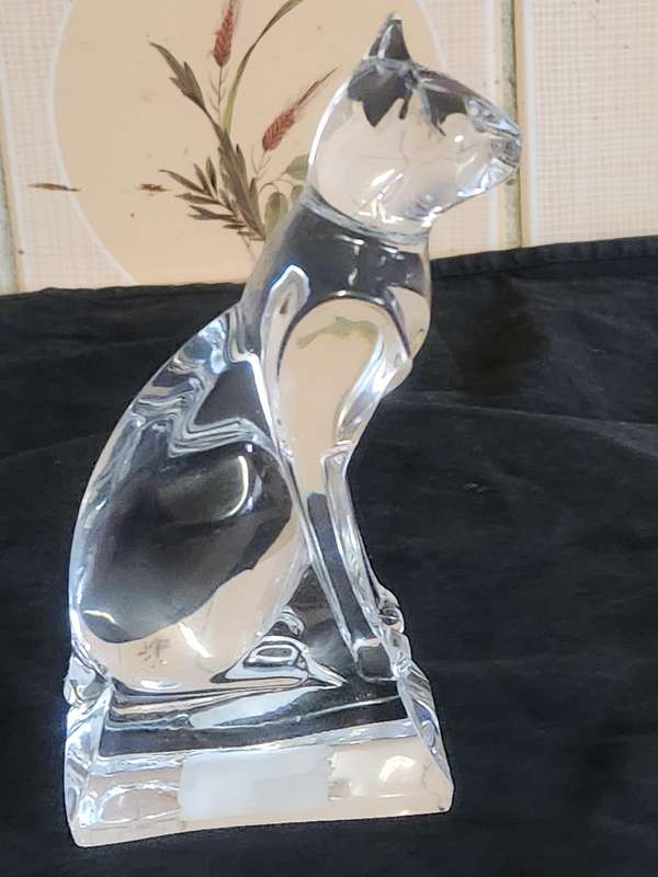 BEAUTIFUL J G DU RAND FRANCE CRYSTAL SPHINX CAT